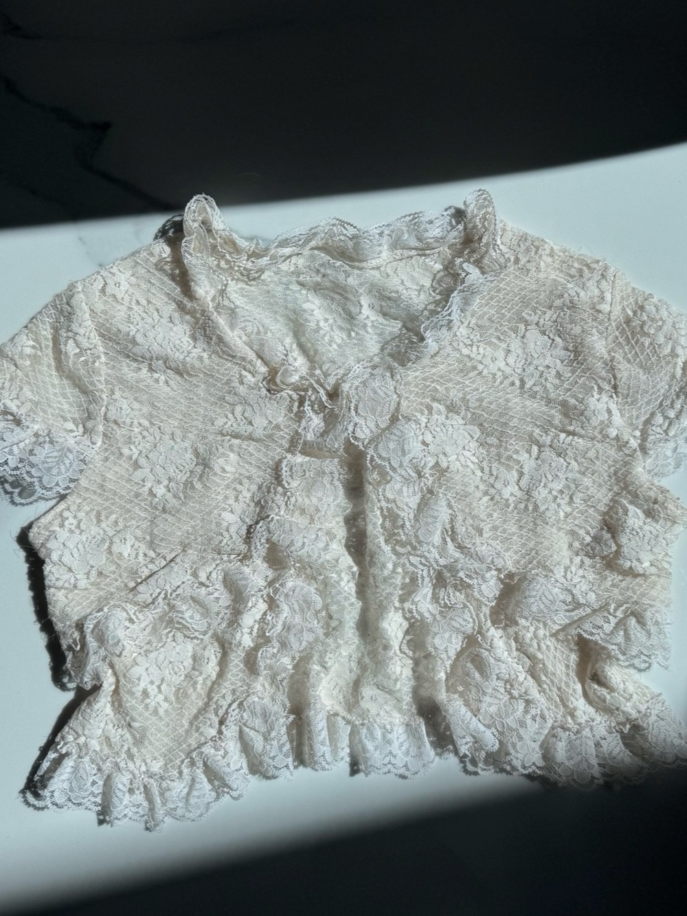 Delicate Off-White Lace Bolero (Size XS/S)
